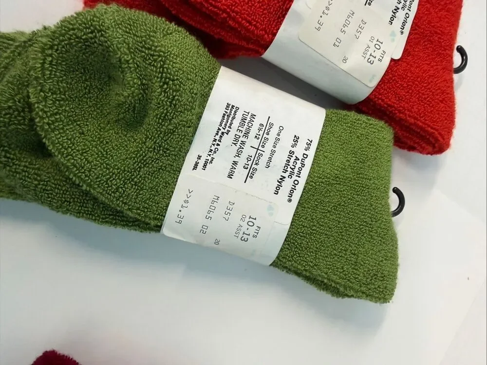 Montgomery Ward Authentic Vintage Dead Stock Mens Terry Velour Crew Socks Size 1